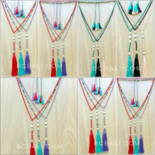 colorful mix beads seawater pearl necklaces tassels fashion free shipping